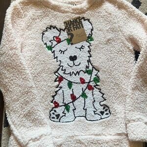 Chance or Fate Sherpa Doggie Lights Christmas‎ Sweater Medium NWT